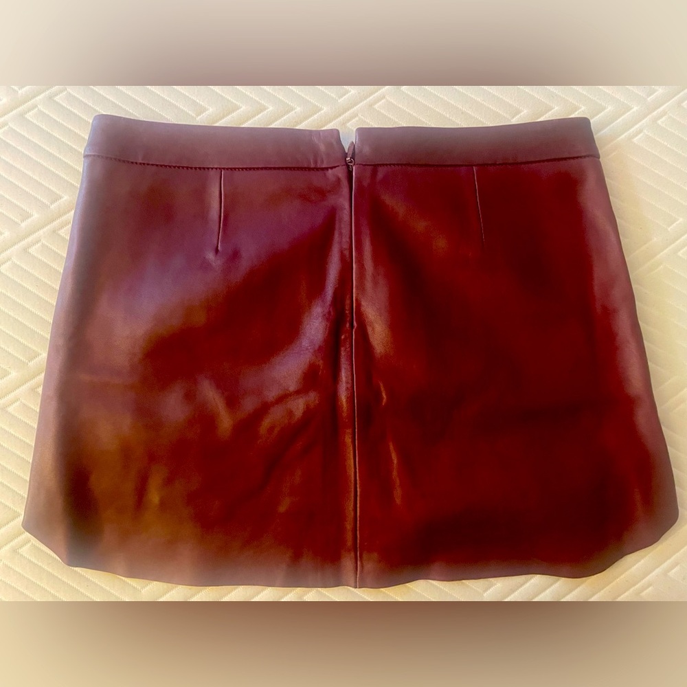 Michelle Mason Burgandy Leather Mini Skirt